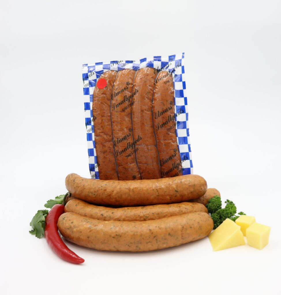 Small packet of Chili and Cheese Kransky made by Elmar's Smallgoods