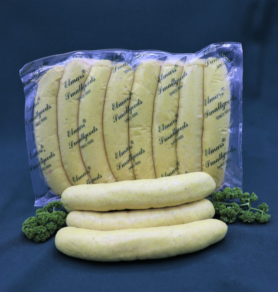 Large Curry Sausage packet, quality German sausage by Elmar's Smallgoods