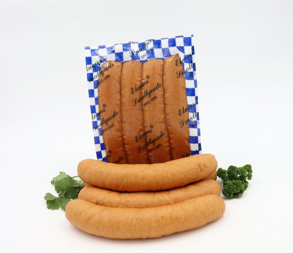 Small packet of Knacker Sausages, crafted by Elmar's Smallgoods.
